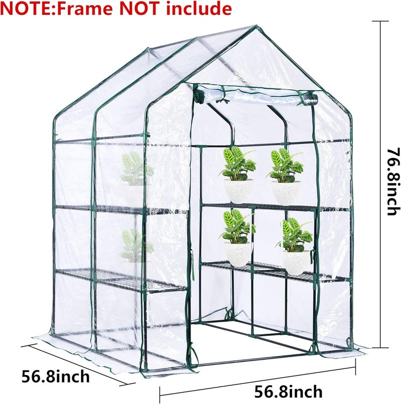 DECOHS Walk-in Greenhouse Replacement Cover with Roll-Up Zipper Door -56 x 56 x 76 Inch PVC Greenhouse Cover for Outdoor Plant Gardening Plants Cold Frost Protection Wind Rain Proof (Frame Not Include) - Image 2